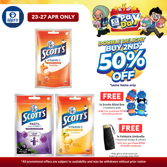 Scotts Vitamin C Zipper Pack 15s (Orange / Mango / Blackcurrant / Mixed Berries) Scotts