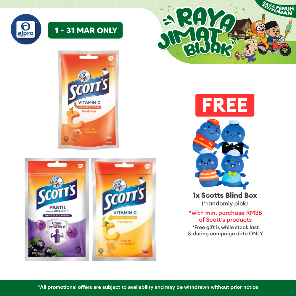 Scotts Vitamin C Zipper Pack 15s (Orange / Mango / Blackcurrant / Mixed Berries) Scotts