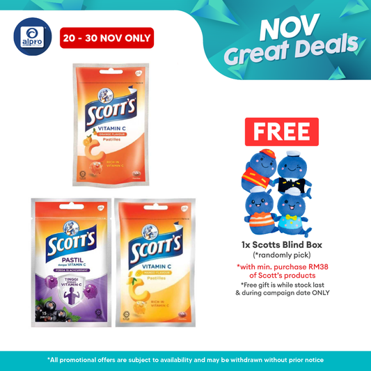 Scotts Vitamin C Zipper Pack 15s (Orange / Mango / Blackcurrant / Mixed Berries) Scotts