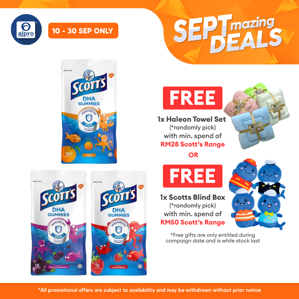 Scotts DHA Gummies Zipper Pack 15s ( Strawberry / Orange / Blackcurrant ) Scotts