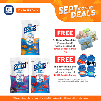 Scotts DHA Gummies Zipper Pack 15s ( Strawberry / Orange / Blackcurrant ) Scotts