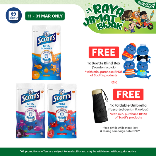 Scotts DHA Gummies Zipper Pack 15s ( Strawberry / Orange / Blackcurrant ) Scotts