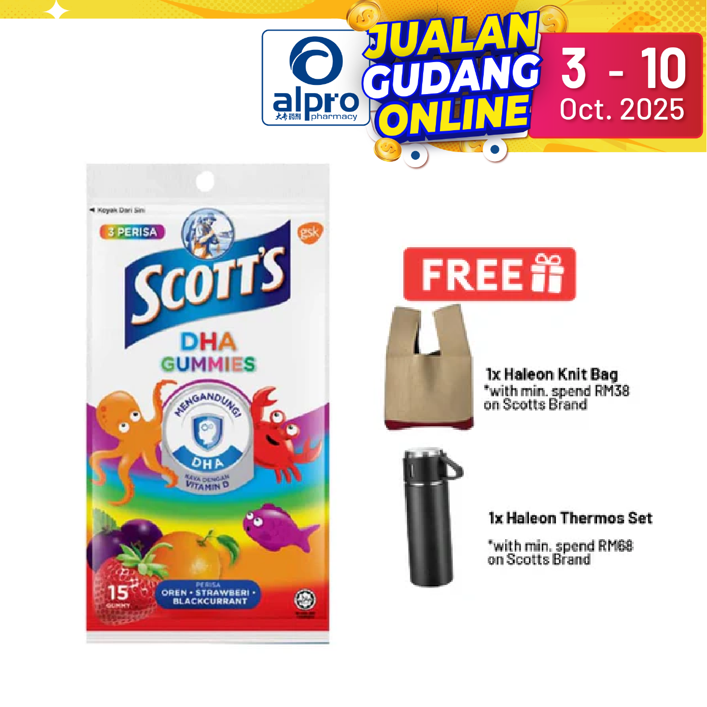 Scotts DHA Gummies Zipper Pack Mixed Flavours15s (New) Alpro Pharmacy
