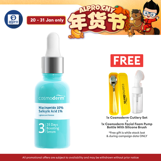 Cosmoderm Niacinamide 28 Day Boosting Serum 30ml | Suitable For Oily Skin