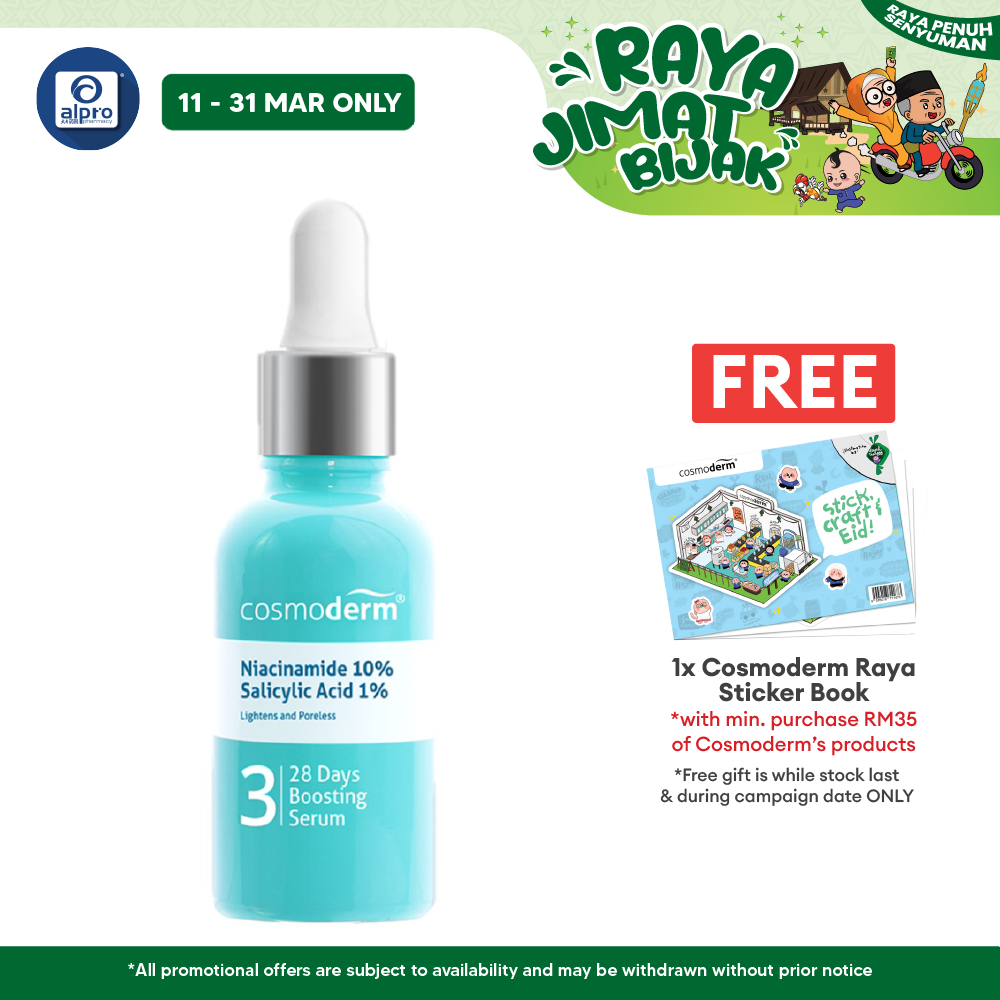 Cosmoderm Niacinamide 28 Day Boosting Serum 30ml | Suitable For Oily Skin Cosmoderm