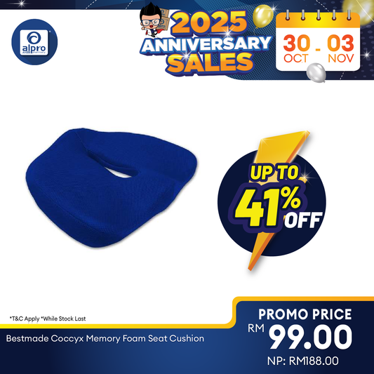 Bestmade Coccyx Memory Foam Seat Cushion | Multi-Regional Pressure Release Alpro Pharmacy