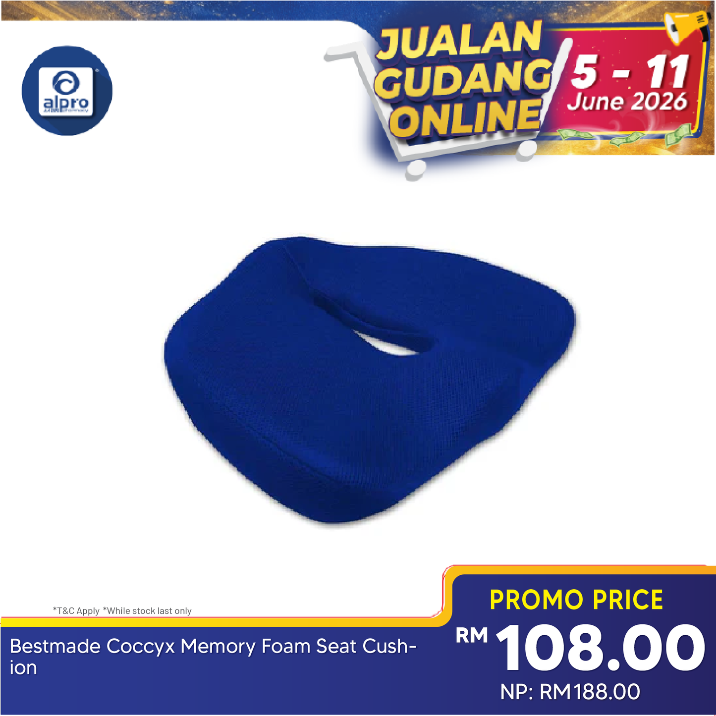 Bestmade Coccyx Memory Foam Seat Cushion | Multi-Regional Pressure Release Bestmade