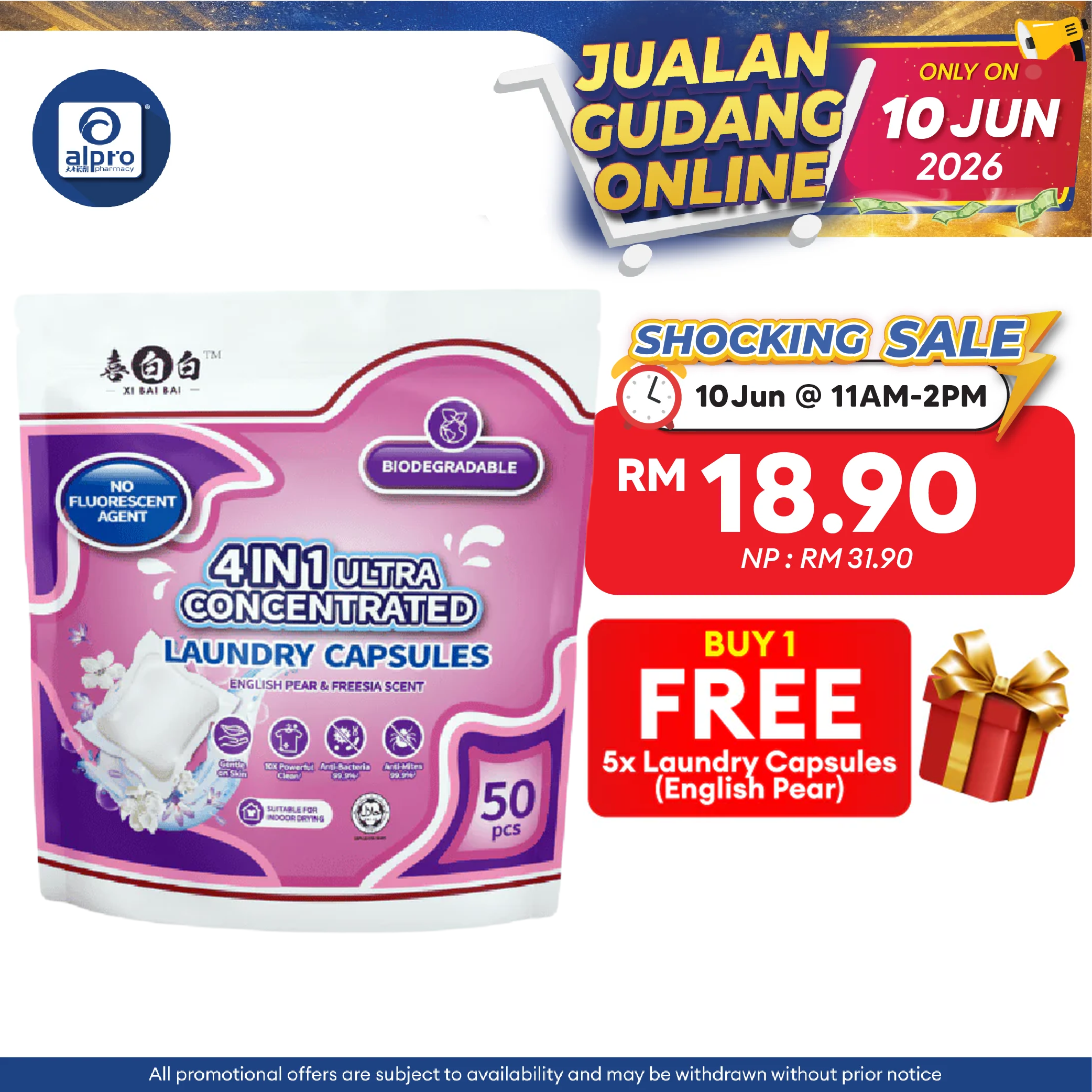 Xibaibai Laundry Pods 8g 50s | All In 1 Laundry Capsule XiBaiBai