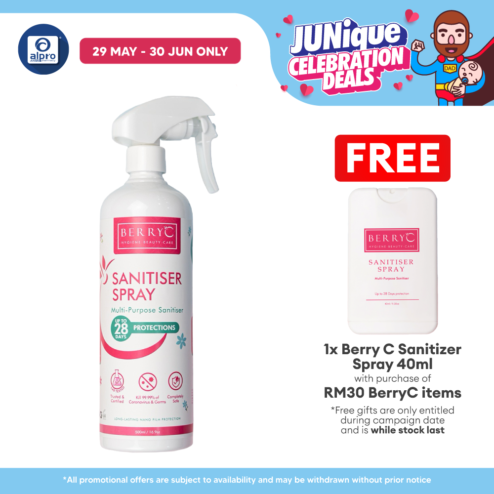 Berry C Sanitizer Spray 500ml | Non-Alcohol Sanitizer Alpro Pharmacy