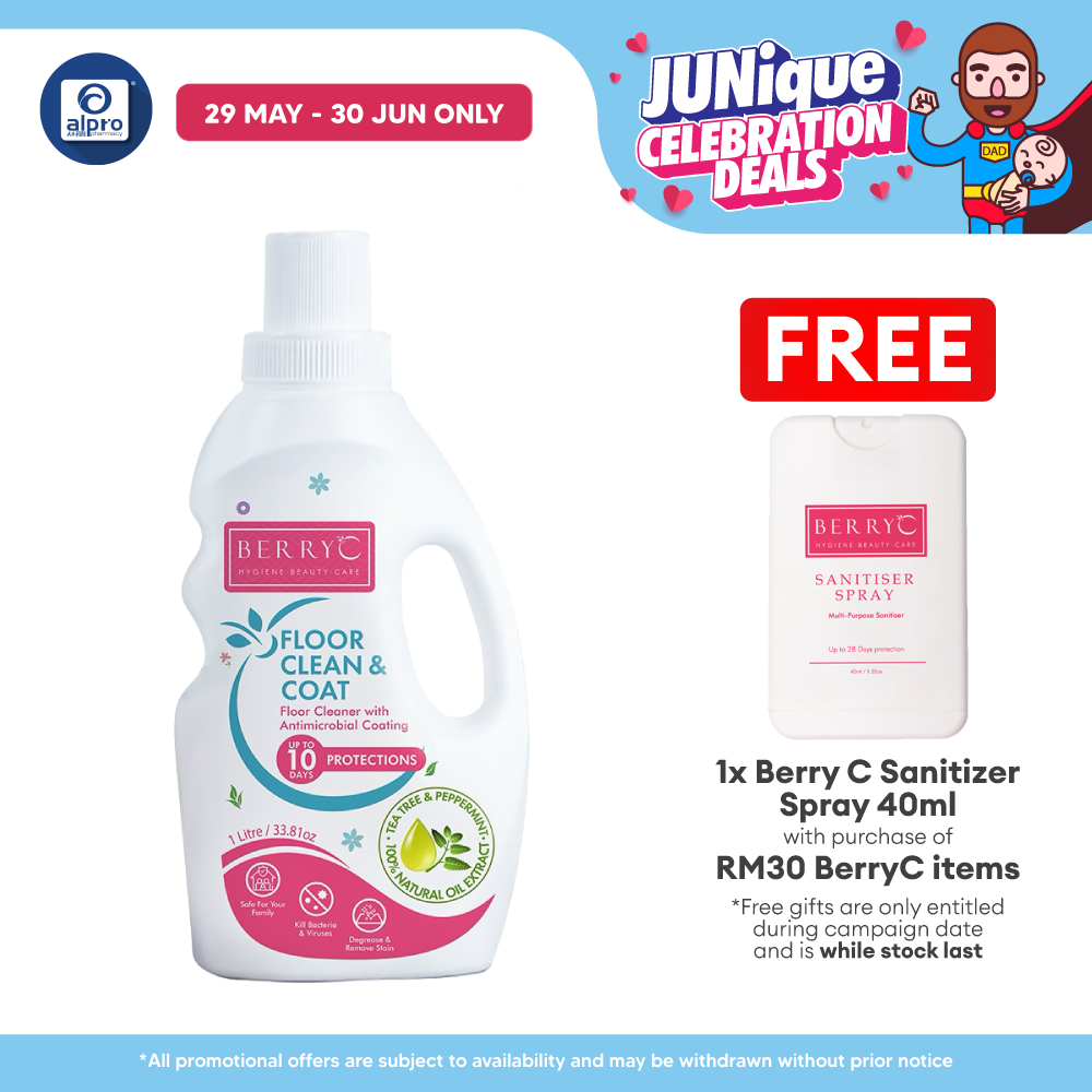Berry C Sanitizer Floor Clean & Coat 1L | Kill Bacteria & Viruses Berry C