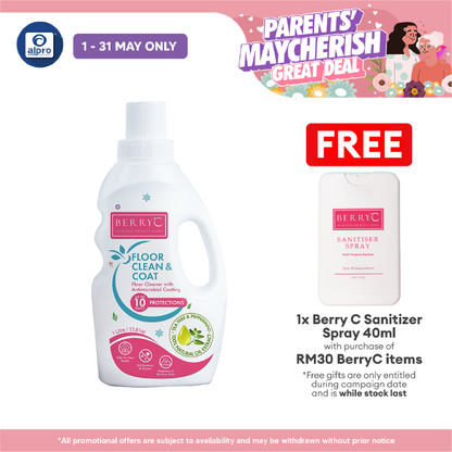 Berry C Sanitizer Floor Clean & Coat 1L | Kill Bacteria & Viruses Berry C