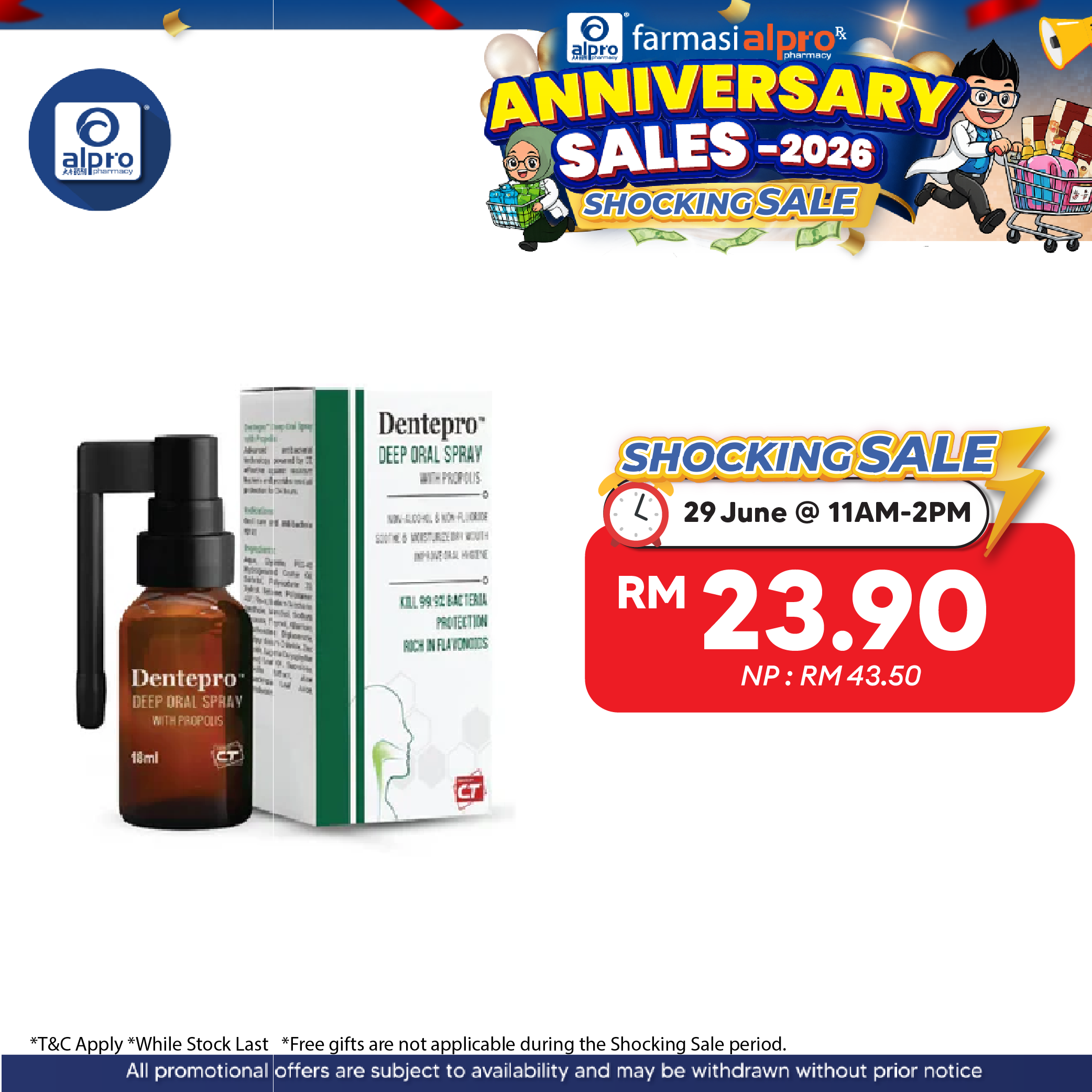 Dentepro Deep Oral Spray with Propolis 18ml | Reduce Sore Throat Dentepro
