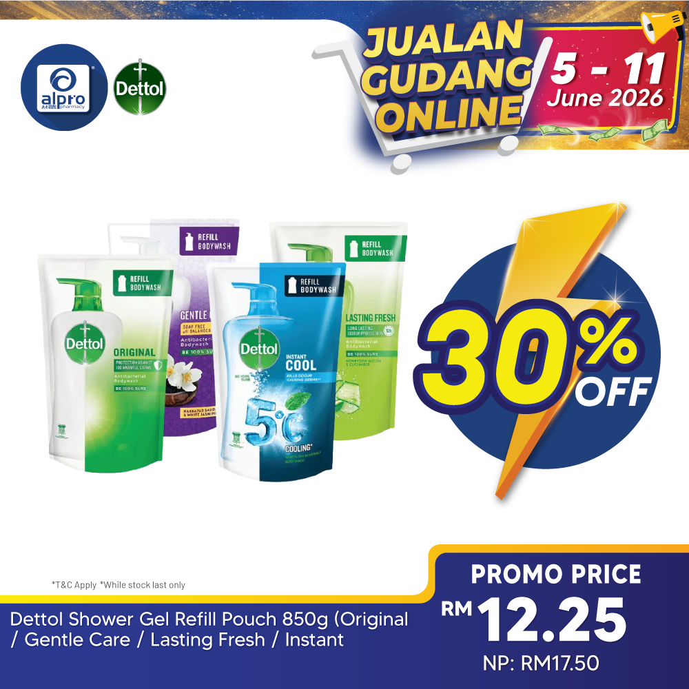 Dettol Shower Gel Refill Pouch 850g (Original / Gentle Care / Lasting Fresh / Instant Cooling) | Antibacterial Body Wash Dettol