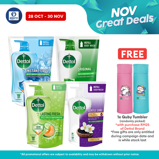 Dettol Shower Gel Refill Pouch 850g (Original / Gentle Care / Lasting Fresh / Instant Cooling) | Antibacterial Body Wash Dettol