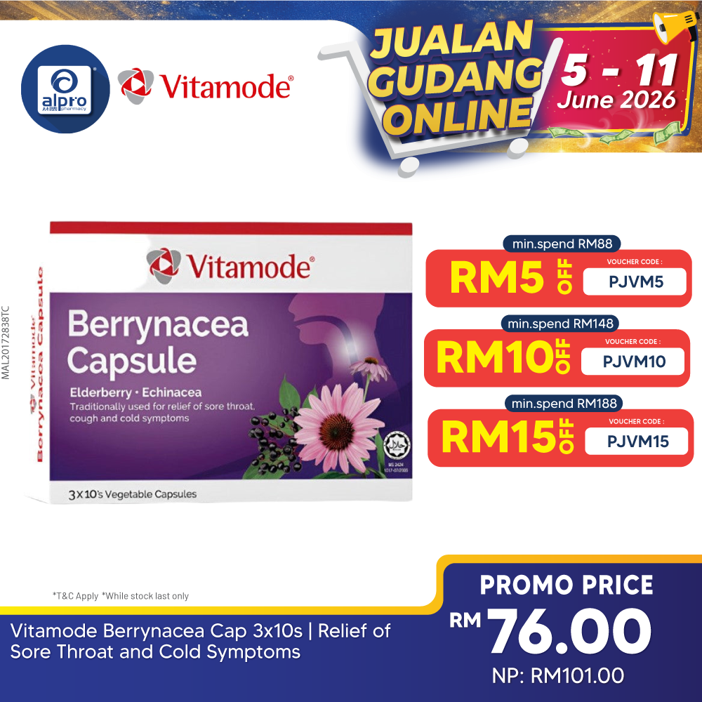 Vitamode Berrynacea Cap 3x10s | Relief of Sore Throat and Cold Symptoms Vitamode