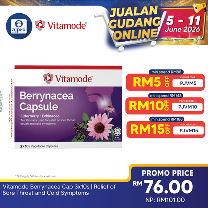 Vitamode Berrynacea Cap 3x10s | Relief of Sore Throat and Cold Symptoms Vitamode