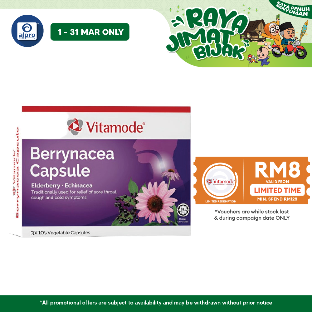 Vitamode Berrynacea Cap 3x10s | Relief of Sore Throat and Cold Symptoms Vitamode