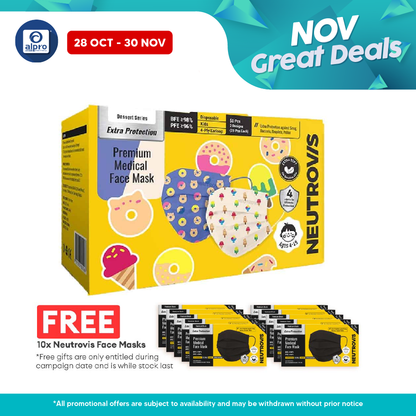 Neutrovis Kids (Ice Cream & Donut) Premium Medical 4Ply Face Mask 50s Alpro Pharmacy