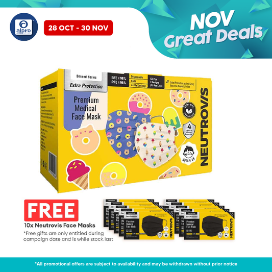 Neutrovis Kids (Ice Cream & Donut) Premium Medical 4Ply Face Mask 50s Alpro Pharmacy
