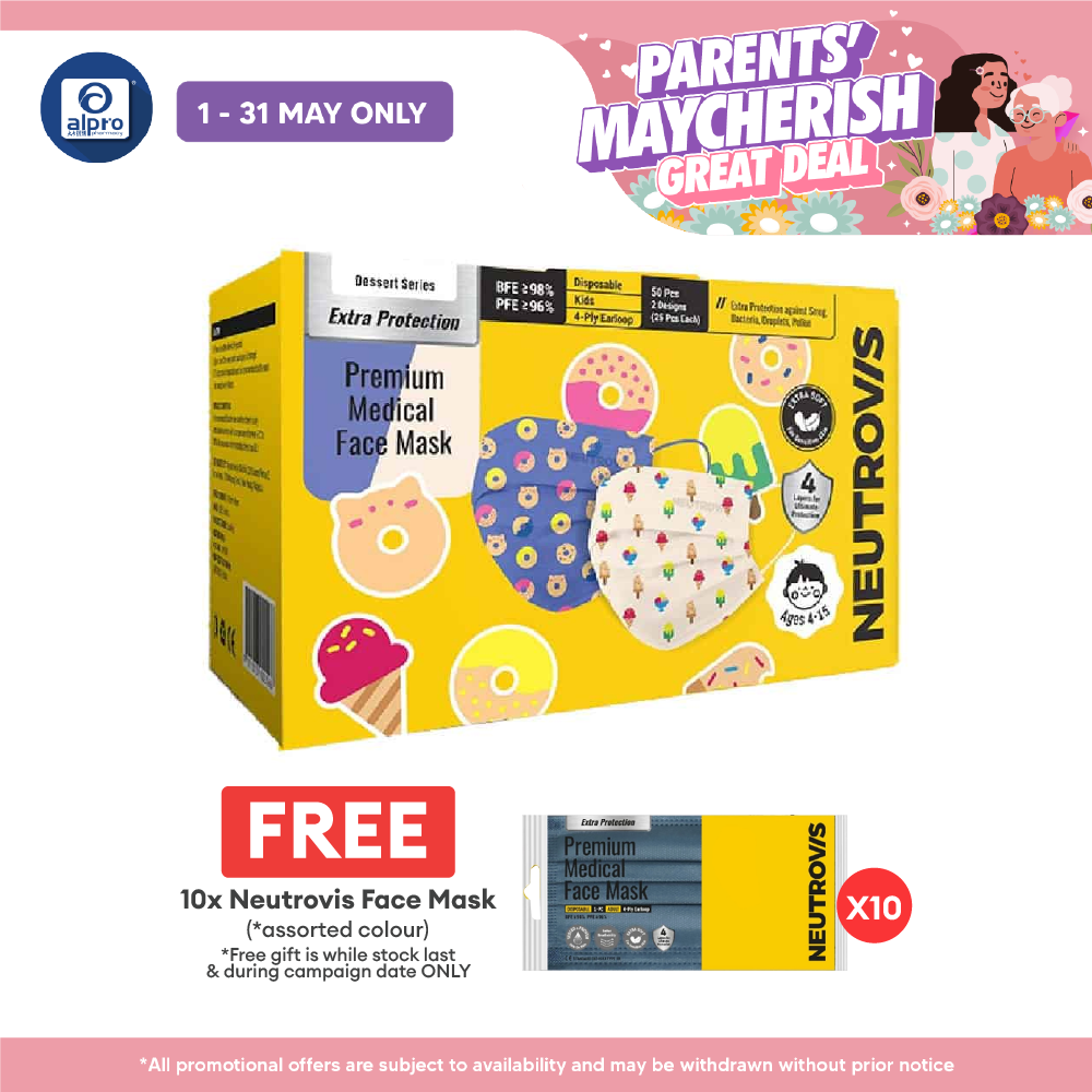Neutrovis Kids (Ice Cream & Donut) Premium Medical 4Ply Face Mask 50s Alpro Pharmacy