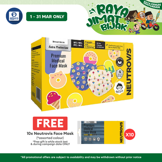 Neutrovis Kids (Ice Cream & Donut) Premium Medical 4Ply Face Mask 50s Alpro Pharmacy