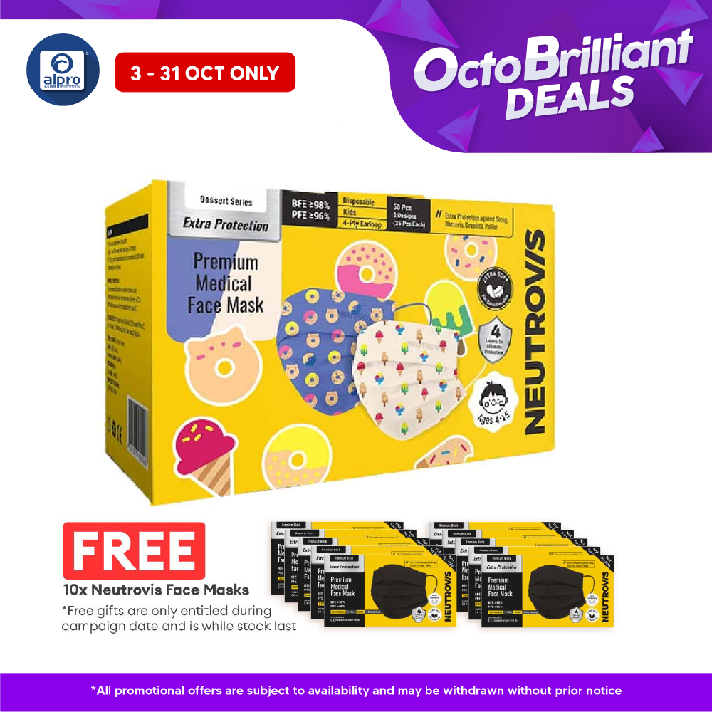 Neutrovis Kids (Ice Cream & Donut) Premium Medical 4Ply Face Mask 50s Alpro Pharmacy