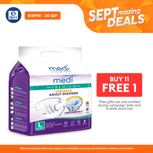 Medi Premium Unisex Adult Diapers (L) 10s Alpro Pharmacy