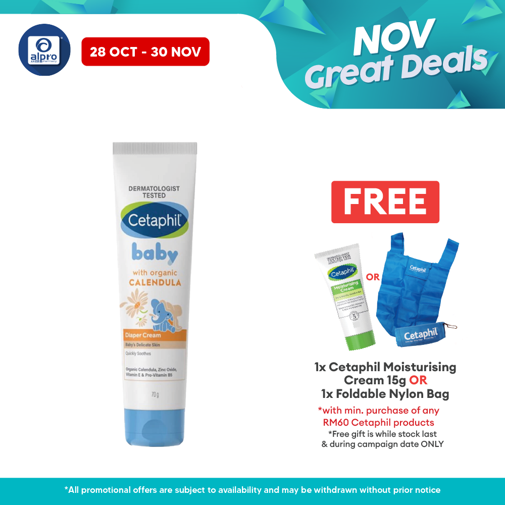 Cetaphil Baby Diaper Cream with Organic Calendula 70g | Soothing Baby Bottom Cetaphil