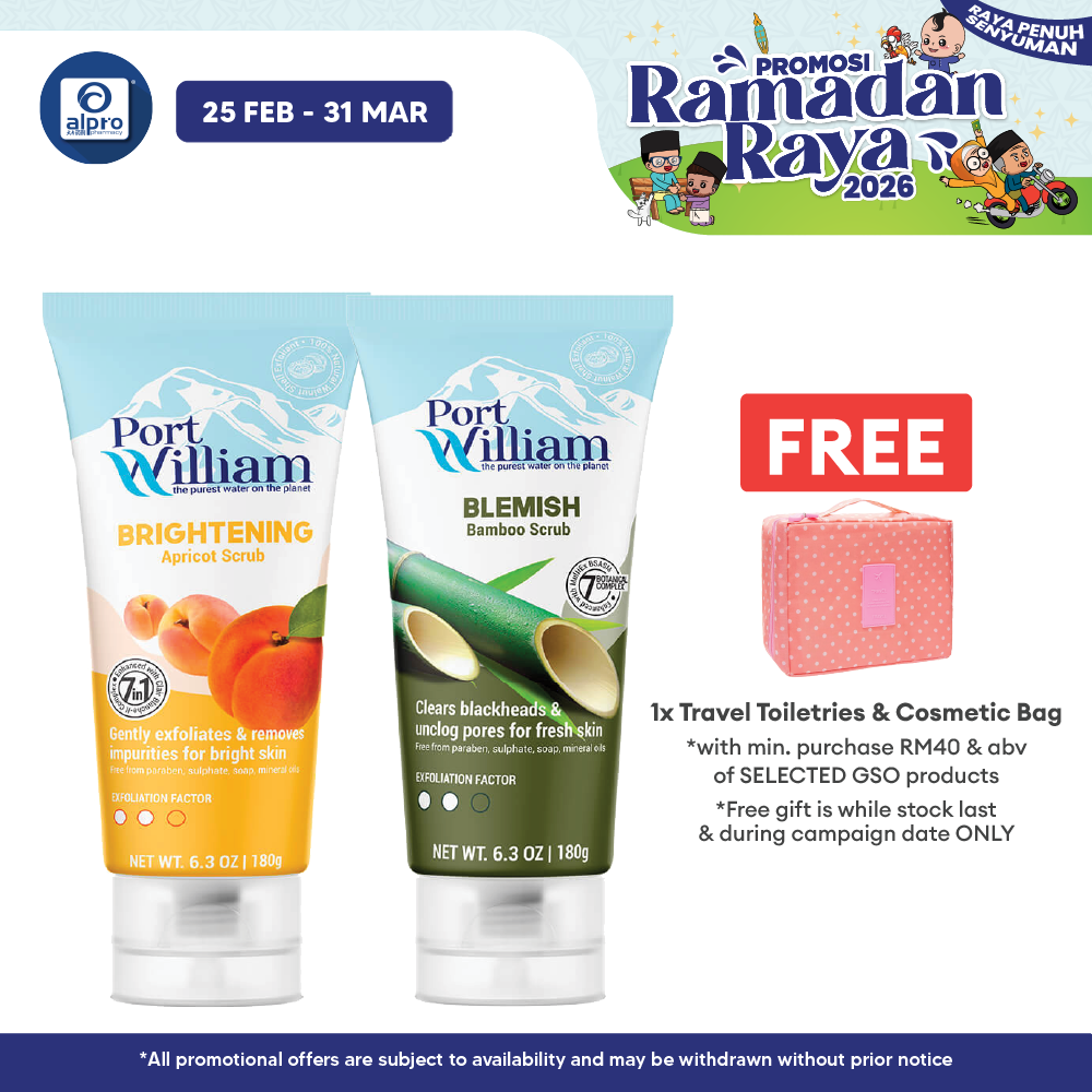 GSO Port William Blemish Bamboo Scrub 180g (Blemish Bamboo / Brightening Apricot) | Clear Blackhead & Unclog Pore Alpro Pharmacy