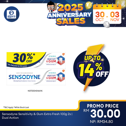 Sensodyne Sensitivity & Gum Extra Fresh 100g 2s | Dual Action Alpro Pharmacy