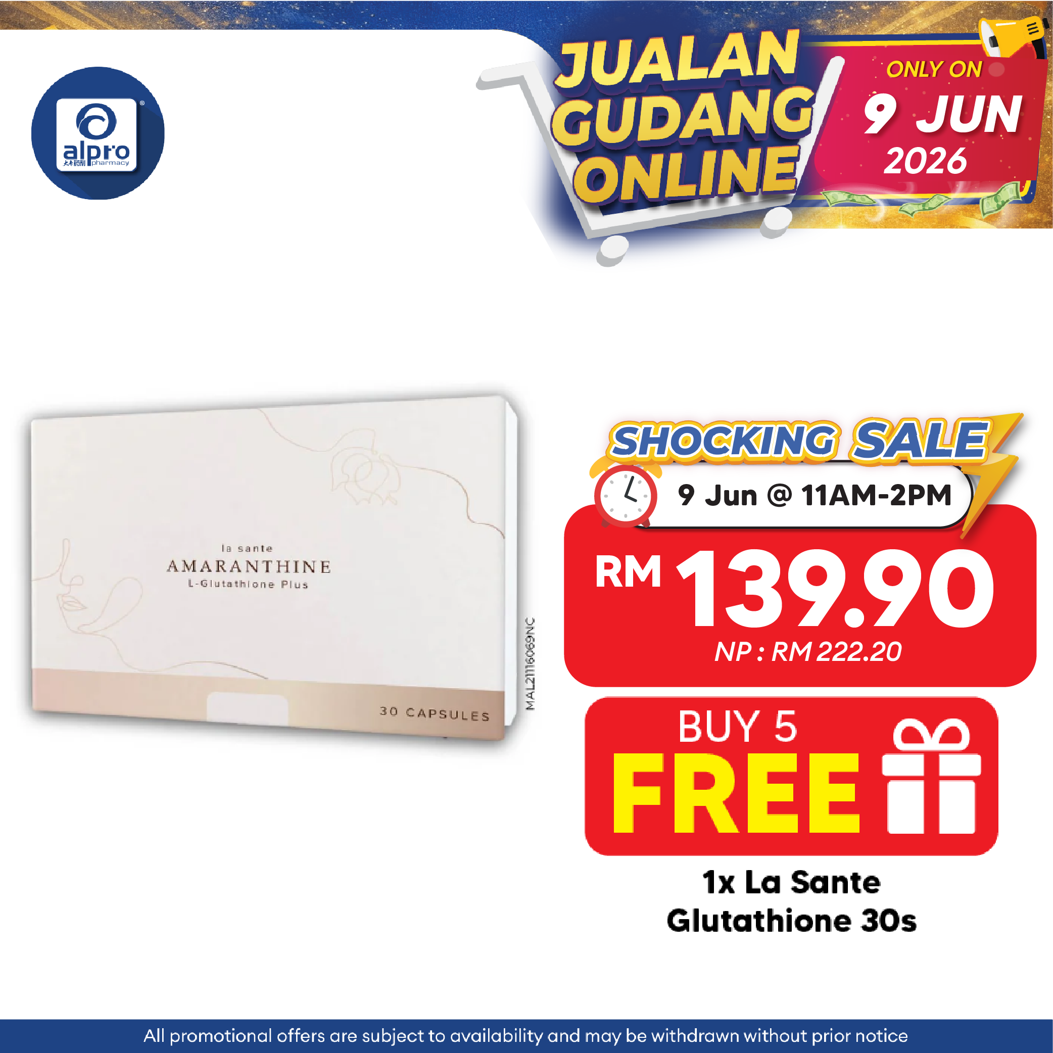 La Sante Amaranthine L-Glutathione Plus 30s | Fights The Sign Of Aging La Sante