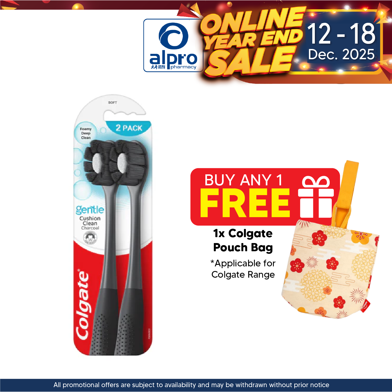 Colgate Toothbrush Cushion Clean Charcoal 2s | Fluffy Thin Charcoal Bristle COLGATE