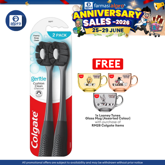 Colgate Toothbrush Cushion Clean Charcoal 2s | Fluffy Thin Charcoal Bristle Colgate