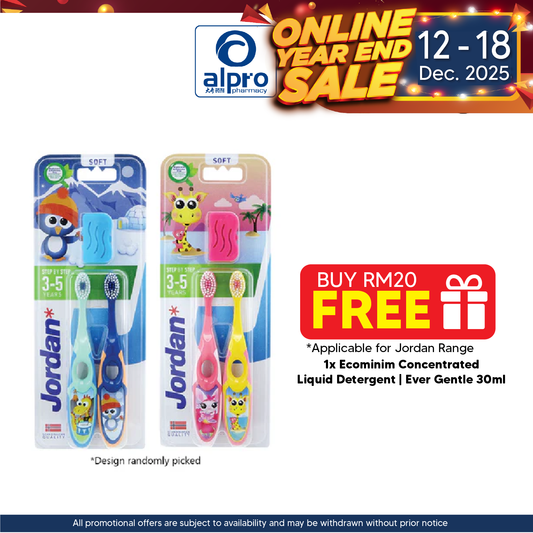 Jordan Step 2 Toothbrush (3-5 Years) 2s | Soft Bristle Jordan