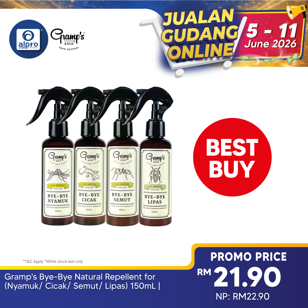Gramp's Bye-Bye Natural Repellent for (Nyamuk/ Cicak/ Semut/ Lipas) 150mL | Effective Repellent & Safe for Humans Gramp's