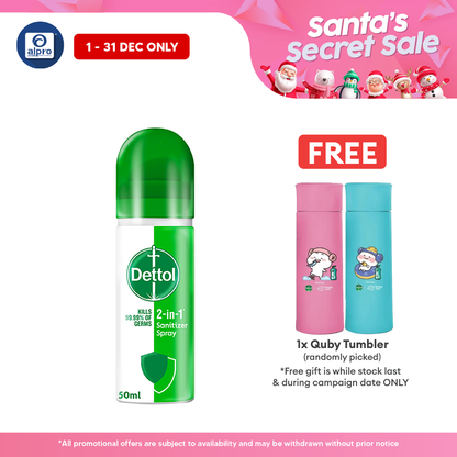 Dettol 2-In-1 Sanitizer Spray 50ml Dettol