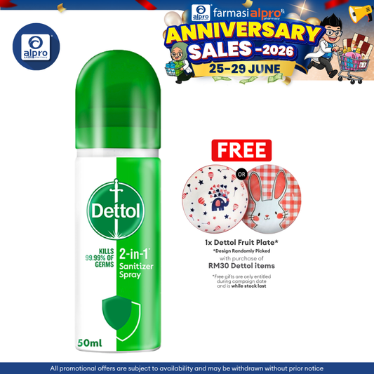 Dettol 2-In-1 Sanitizer Spray 50ml Dettol