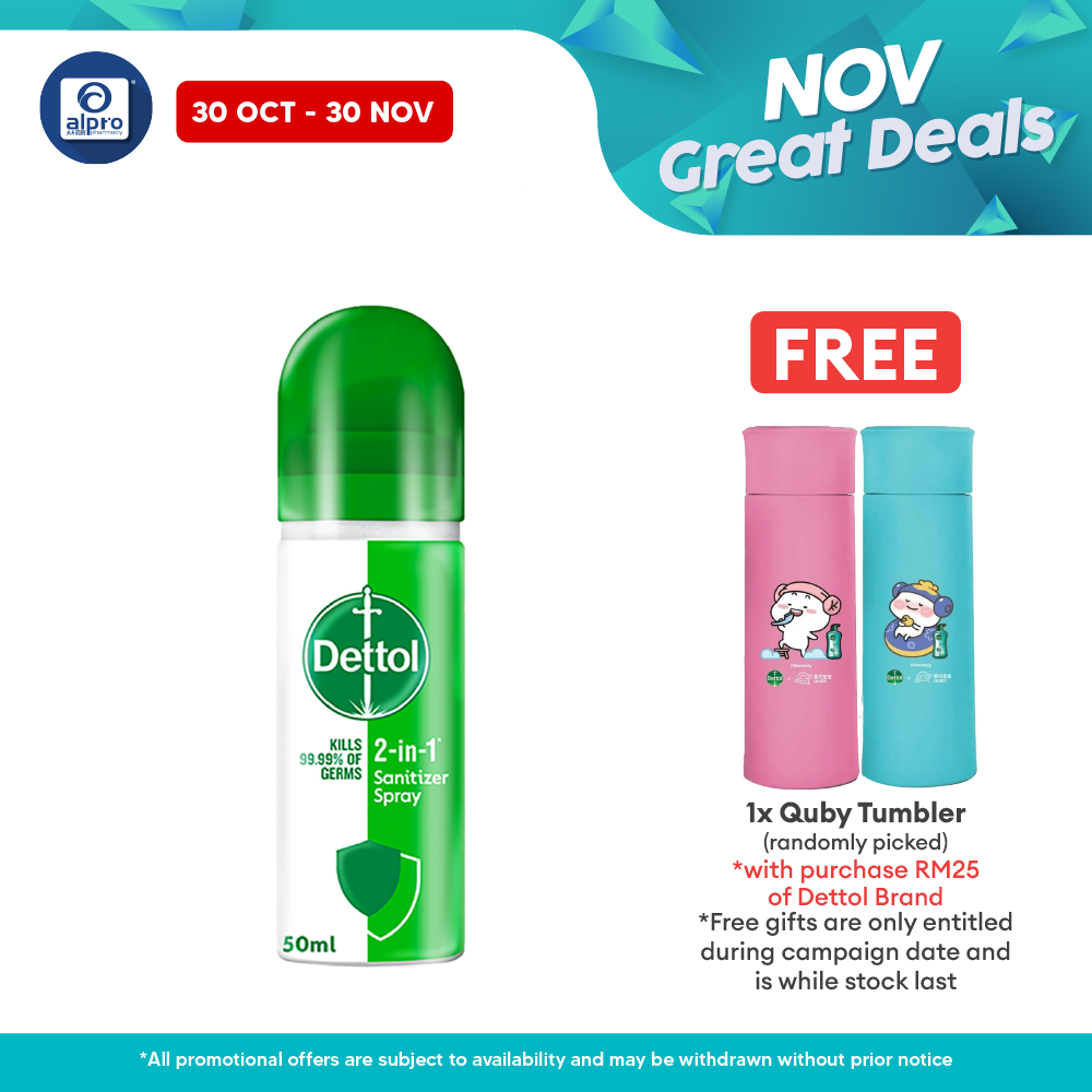 Dettol 2-In-1 Sanitizer Spray 50ml Dettol