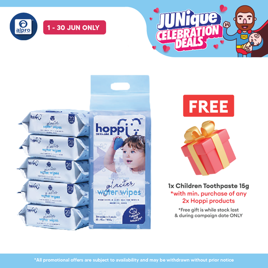 Hoppi Glacier Water Wipes 20's X 5s Hoppi
