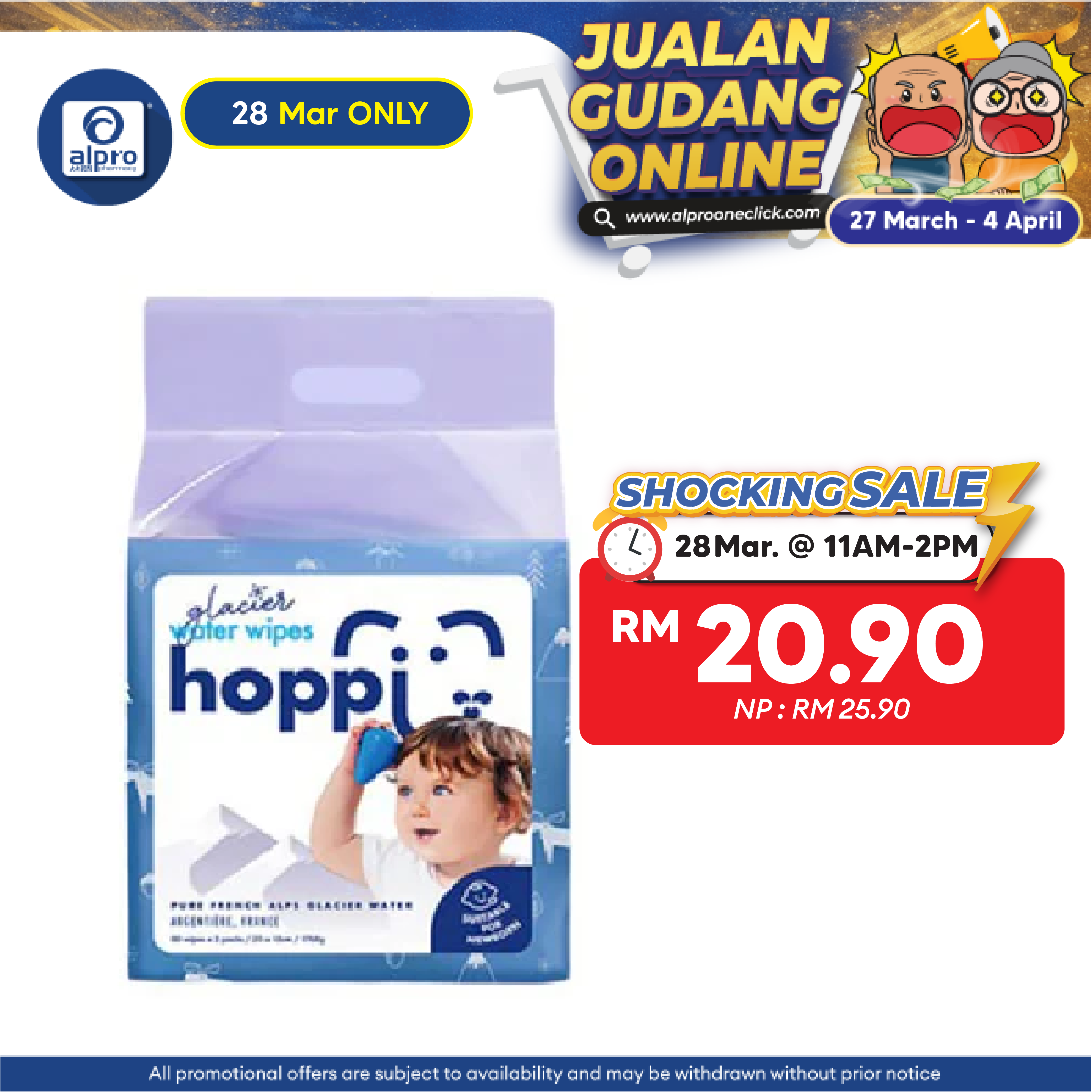Hoppi Glacier Water Wipes 80 X 2s Hoppi