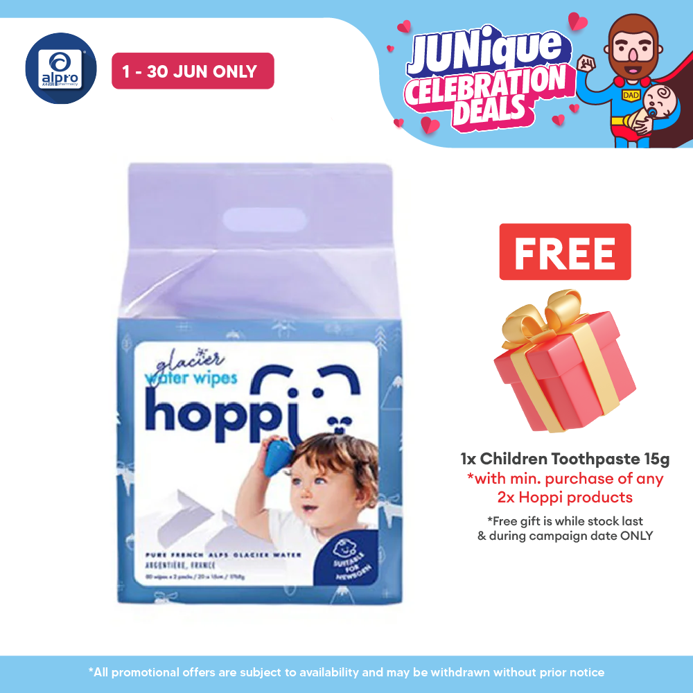 Hoppi Glacier Water Wipes 80 X 2s Hoppi