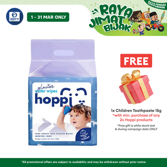 Hoppi Glacier Water Wipes 80 X 2s Hoppi