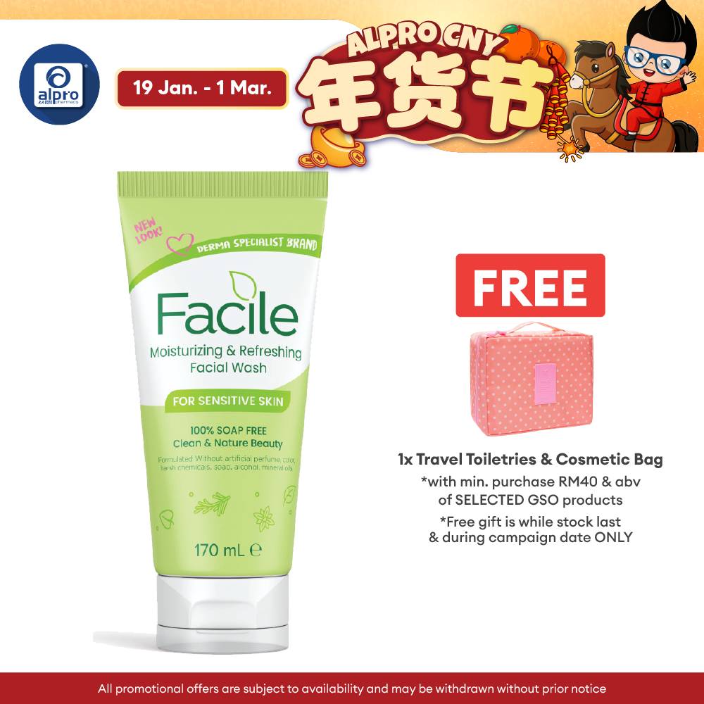 Facile Moisturizing & Refreshing Facial Wash 170ml | 100% Soap Free Gentle Facial Wash