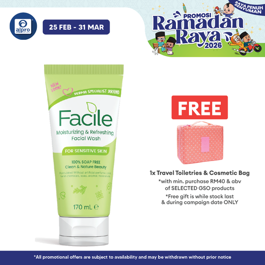 Facile Moisturizing & Refreshing Facial Wash 170ml | 100% Soap Free Gentle Facial Wash GSO