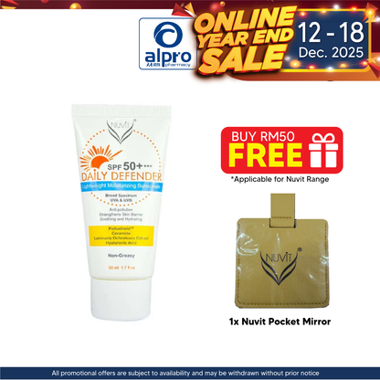Nuvit Daily Defender Lightweight Moisturizing Sunscreen | 50ml Alpro Pharmacy