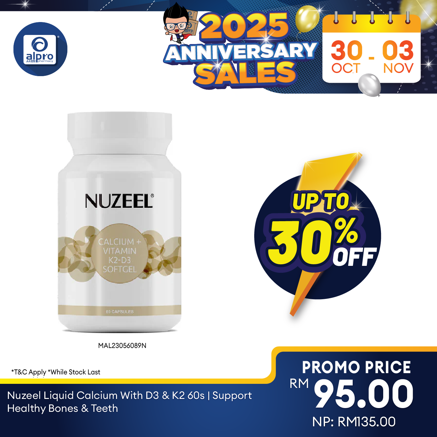 Nuzeel Liquid Calcium With D3 & K2 60s | Support Healthy Bones & Teeth Nuzeel