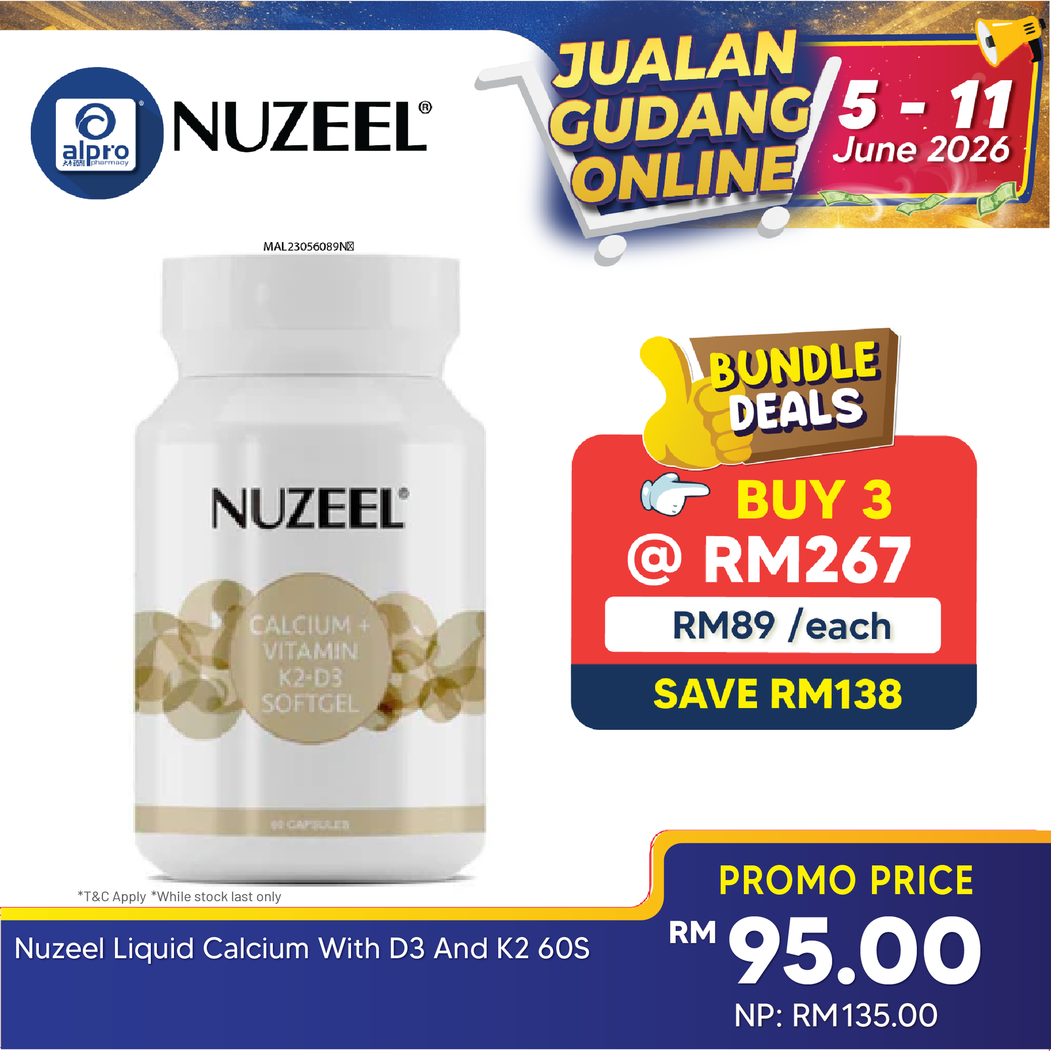 Nuzeel Liquid Calcium With D3 & K2 60s | Support Healthy Bones & Teeth Nuzeel