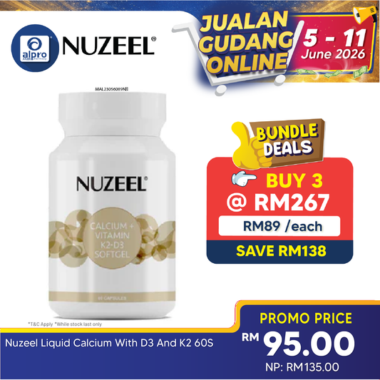 Nuzeel Liquid Calcium With D3 & K2 60s | Support Healthy Bones & Teeth Nuzeel