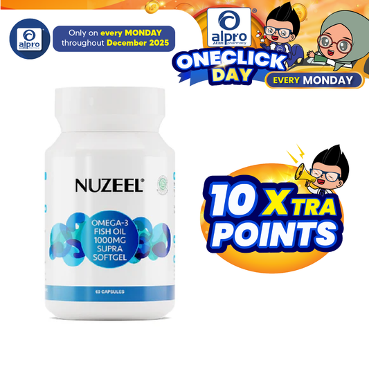 Nuzeel Omega 3 Fish Oil 1000mg Supra  Softgel 60s | Brain & Nerve System Support