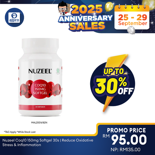 Nuzeel Coq10 150mg Softgel 30s | Reduce Oxidative Stress & Inflammation